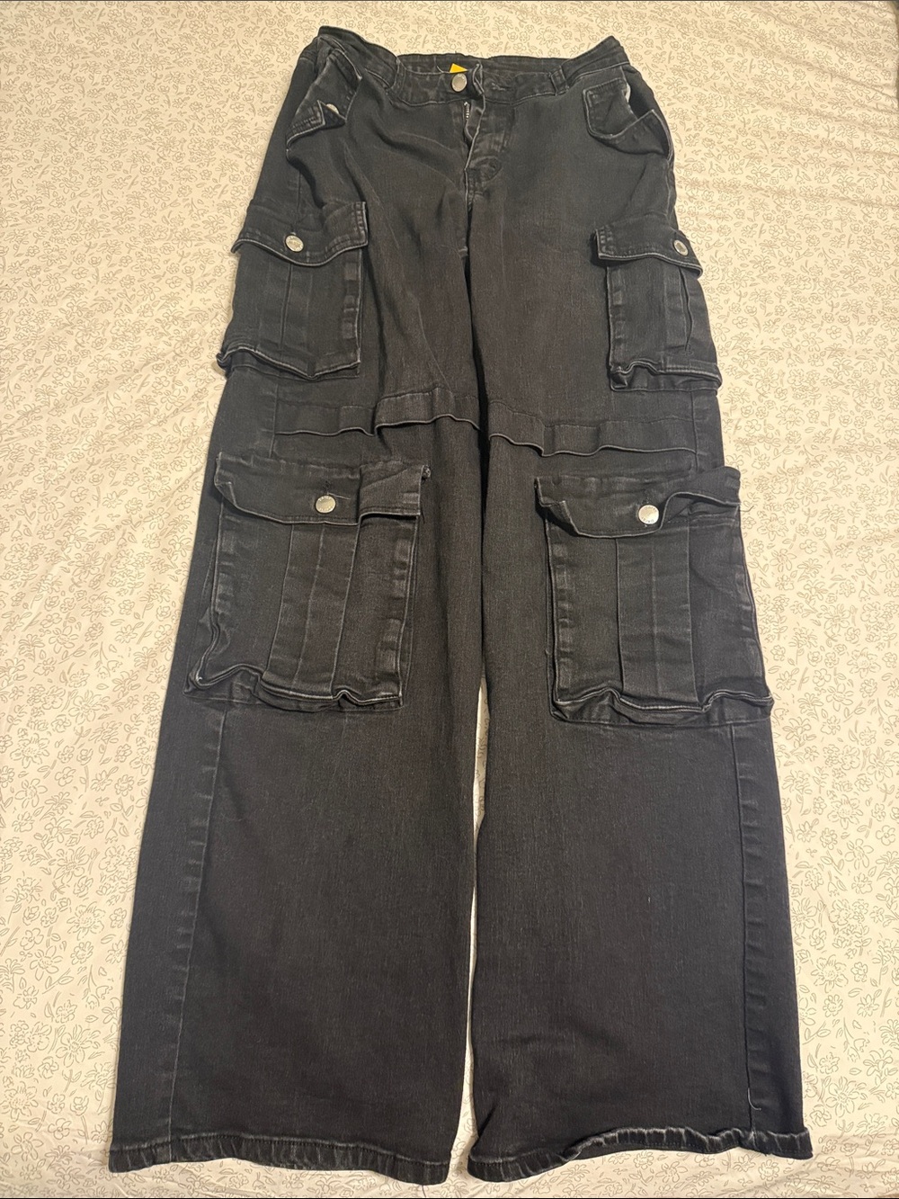 Daisy Black Women's Cargo Jeans - Wide Leg Utility Style